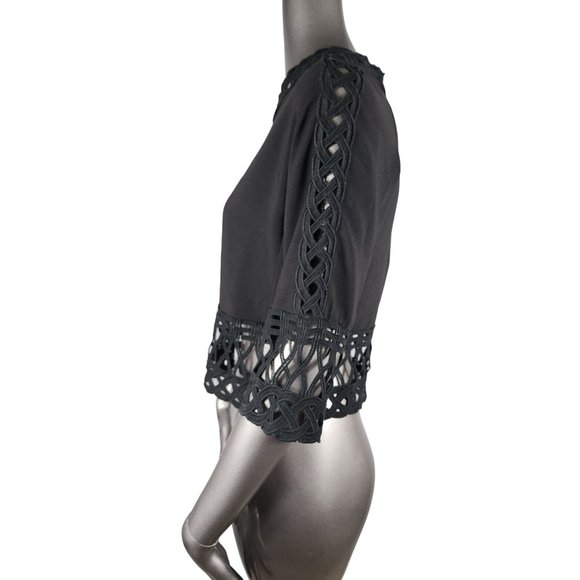 Jonathan Simkhai Black Cutout Crochet Blouse Top Small - Picture 4 of 7